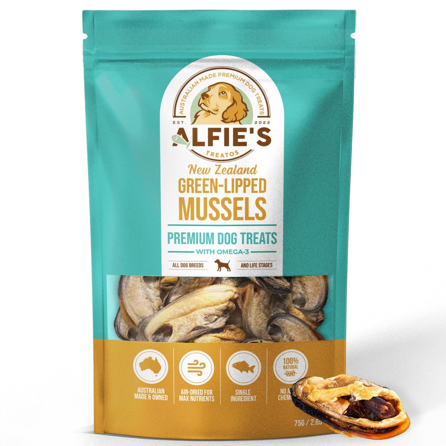 ALFIE'S TREATOS - New Zealand Green Lipped Mussel Dog Treats