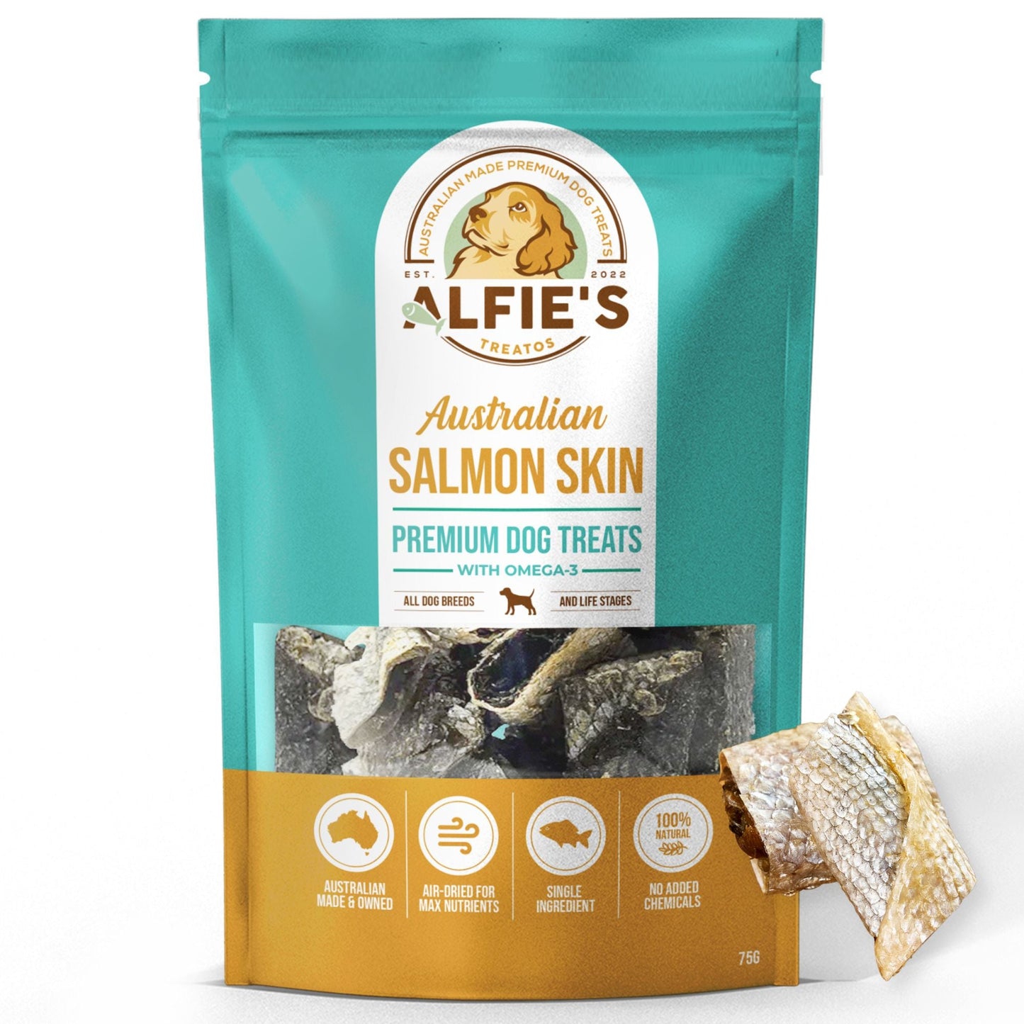 ALFIE'S TREATOS - Australian Salmon Skin Dog Treats